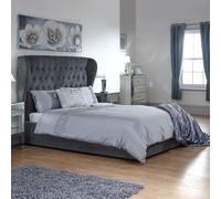Dakota King Size Ottoman Bed Fabric Dark Grey 6 x 7ft
