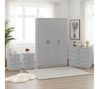Dakota Light Grey Bedroom Furniture Range Quality Wardrobe Chest Bedside