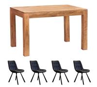 Dakota Light Mango Wooden 4Ft Medium Sized Dining Table Set With 4 Chairs
