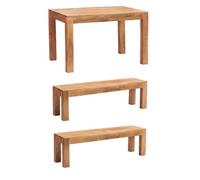 Dakota Light Mango Wooden Large Dining Table 6Ft (180Cm) Set With 2 Benches