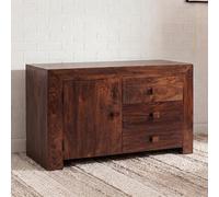 Dakota Sideboard - 1 Door 3 Drawer - Small - Dark Mango Wood