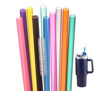 Dakoufish 13 Inch 10 Color Replacement Reusable Drinking Straw for Stanley 64 oz 40 oz 30oz Tumbler,Dishwasher Safe Straws for Stanley Cup Accessories,Set of 10 with Cleaning Brush