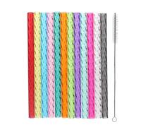 Dakoufish 6 Inch Reusable Clear Plastic Swirl Drinking Straws for Short Mini 6 oz-8 oz Mason Jar Tumblers,Set of 12 Pcs Replacement Straws with Cleaning Brush (6inch, 12color)