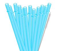Dakoufish BPA Free 12 Piece 9 Inch Reusable Plastic Thick Drinking Straws for Mason Jar Yeti Rambler Plain Color(9inch,Blue)