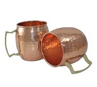 DakshCraft ® Handmade Pure Copper Hammered Moscow Mule Mug,Set of 2 Mugs (Capacity 16.90 oz per pc)