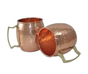 DakshCraft ® Handmade Pure Copper Hammered Moscow Mule Mug,Set of 2 Mugs (Capacity 16.90 oz per pc)