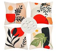 DakTou Outdoor Waterproof Cushion covers 40 x 40 Boho Abstract Leaves Throw Pillow Covers Modern Art Decorative Pillow Cases for Sofa Couch Patio Garden Blench Living Room Set of 4