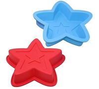 DaKuan 2 Packs Star Shaped Baking Mold, Silicone Cake Mold Baking Pan for DIY Cake Decorating Tools- Red, Blue