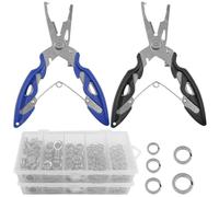 DaKuan 400 PCS High Strength Stainless Steel Split Ring & 2 Pliers Set, Heavy Duty 30-95LB Saltwater Freshwater Fishing Lure Connectors, 5 Sizes for Easy Tackle Repair and Hook Replacement