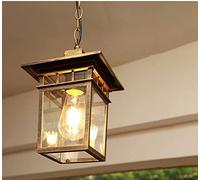 DAKWA Aluminum Metal Ceiling Outdoor Lantern with Clear Glass Shade Pendant Porch Light Chain Hanging Hanging Lamp for Front Door Foyer Entryway (Color : Bronze, Size : Width:7.3inch)