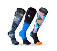 DAKY Compression Socks for Men Women - Athletic, Hiking, Walking, Running, Sports - Travel, Flight, Pregnancy Socks - 3 Pack (UK, Alpha, S, M, Regular, Regular, Elite, Camo, Aqua)