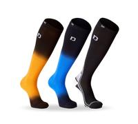 DAKY Compression Socks for Men Women - Athletic, Hiking, Walking, Running, Sports - Travel, Flight, Pregnancy Socks - 3 Pack (Orange, Skyline, Aqua, SM)