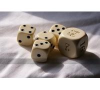 Dal Negro Doubling Cube (22mm) and 4 white Dice (18mm)