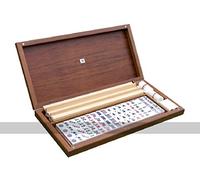 Dal Negro Luxury Grand American Mah Jong (Mahjong) Set with Walnut Case and 8 Jokers Mah Jong Set with 144 Standard Tiles, 8 Jokers, Wooden Racks and Counting Sticks - Made in Italy