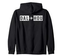 DAL to HOU Airport Code Dallas Houston Travel Route Zip Hoodie