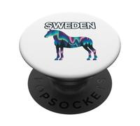 Dala Horse Sweden Northern Lights Aurora Borealis PopSockets Adhesive PopGrip