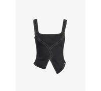 Dala Womens Hurricane Black Broken Corset Square-neckline Organic-cotton Top 26