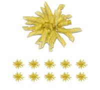 Dalababa 10 Pcs Curly Ribbon Bows for Gift Wrapping, 4 Inch Spiral Satin Gift Bows, for Christmas, Wedding, Birthday, Party Wall Decorations, Crafting - Gold