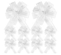 Dalababa 10 Pcs Pull Bows for Gift Wrapping, 4.3 Inch Solid Colour Ribbon Bows for Wedding Christmas Valentine Birthday Party Present Baskets Decoration - White