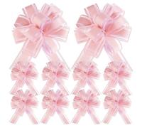 Dalababa 10 Pcs Pull Bows for Gift Wrapping, 4.3 Inch Solid Colour Ribbon Bows for Wedding Christmas Valentine Birthday Party Present Baskets Decoration - Pale Pink