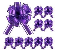 Dalababa 10 Pcs Purple Pull Bows for Gift Wrapping, 4.3 Inch Organza Ribbon Bows for Wedding Christmas Valentine's Day Birthday Party Flower Present Basket Decoration