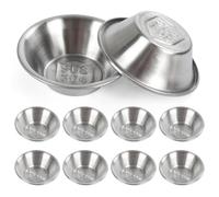Dalababa 10 Pcs Small Stainless Steel Sauce Dishes Dipping Bowls, Mini Egg Tart Moulds Ramekins, Seasoning Condiment Cups for Sushi Snacks, Depth 2.2cm - Silver