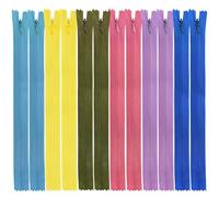 Dalababa 12 PCS Invisible Zips for Sewing, No.3 Nylon Multicolor Closed Ended Concealed Zipper for Dresses, Skirts, Crafts, Pillows, Assorted Length Colour