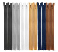Dalababa 12 PCS Invisible Zips for Sewing, No.3 Nylon Multicolor Closed Ended Concealed Zipper for Dresses, Skirts, Crafts, Pillows, Assorted Length Colour