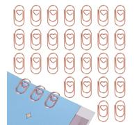 Dalababa 120Pcs Small Paper Clips, Decorative Heart Shaped Paperclips, Metal Bookmark Clips for Paperwork Office School and Personal Use - Rose Gold