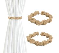 Dalababa 2 Pcs Flexible Curtain Tie Backs, Natural Jute Rope Hand-Braided Curtain Holdbacks, Farmhouse Rustic Style Decor Drapery Tiebacks for Home Office Cafe - Spiral, Jute