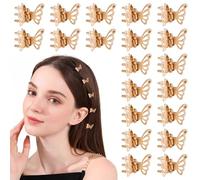 Dalababa 20 Pcs Mini Butterfly Hair Clips, Girls Metal Small Claw Clips, Tiny Cute Hair Accessories for Women Girls - Gold