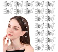 Dalababa 20 Pcs Mini Butterfly Hair Clips, Girls Metal Small Claw Clips, Tiny Cute Hair Accessories for Women Girls Kids - Silver
