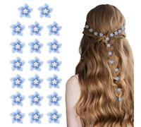 Dalababa 20 Pcs Mini Flower Hair Clips, Tiny Cute Claw Clips, Lily Flower Small Hair Accessories for Women Girls Party Wedding Daily - Light Blue