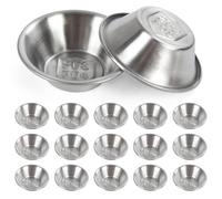 Dalababa 20 Pcs Small Stainless Steel Sauce Dishes Dipping Bowls, Mini Egg Tart Moulds Ramekins, Seasoning Condiment Cups for Sushi Snacks, Depth 2.2cm - Silver