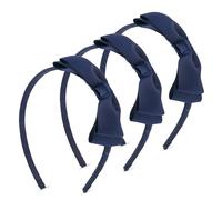 Dalababa 3 Pcs Navy Blue Bows Headbands for Girls, Elastic Plain Grosgrain Ribbon Hairbands Alice Band, School Hair Accessories for Kids Birthday Party Gift