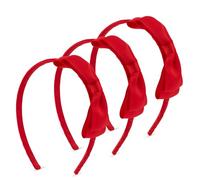 Dalababa 3 Pcs Red Hair Headbands for Girls, Elastic Plain Grosgrain Ribbon Hairbands Alice Band, School Hair Accessories for Kids Birthday Party Gift