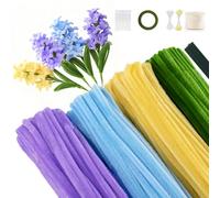 Dalababa 400 Pcs Pipe Cleaners for Craft Flowers, Coloured 30cm Flexible Plush Pipe Cleaner Kit for DIY Bouquets Creative Gift Parent-Child Activity Home Decoration - Blue, Purple, Yellow, Green