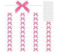 Dalababa 50 Pcs Mini Ribbon Bows, 3 Inch Twist Tie Satin Bows with Dot Adhesives for Gift Wrapping, Christmas Decoration, DIY Craft, Card Making, Scrapbooking - Pink
