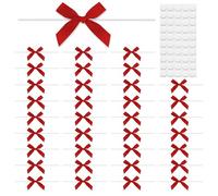 Dalababa 50 Pcs Mini Ribbon Bows, 3 Inch Twist Tie Satin Bows with Dot Adhesives for Gift Wrapping, Christmas Decoration, DIY Craft, Card Making, Scrapbooking - Red