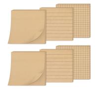 Dalababa 6 Packs Kraft Sticky Notes, 75x75mm, 80 Sheets/Pad, Grid Lined Self-Stick Notes Adhesive Memo for Office Study Daily Use - Kraft