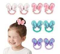 Dalababa 8 Pcs Glitter Butterfly Hair Ties for Girls, Sequin Elastics Pigtail Ponytail Holders, Colorful Sparkle Shiny Hair Bobbles Bands Scrunchies Accessories Decoration for Toddlers Kids