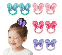 Dalababa 8 Pcs Sequin Butterfly Hair Ties for Girls, Sparkly Scrunchies Elastic Ponytail Holders, Colorful Glitter Hair Bobbles Bands for Kids Toddlers, Birthday Party Accessories Gift Set