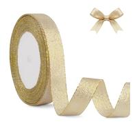 Dalababa Gold Ribbon for Gift Wrapping, 1.5 CM X 25 Yards (22.8 M) Satin Ribbon for Christmas Cake Wedding Bouquets Decoration Bow Making DIY Craft