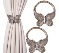 Dalababa Magnetic Curtain Tiebacks, 1 Pair Resin Drapery Holdbacks, Retro Curtain Tie Backs Rope Holder Straps Buckles for Cafe Balcony Home Decor (Bronze Butterfly)