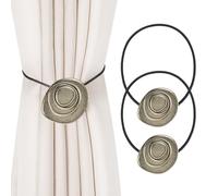 Dalababa Magnetic Tie Backs for Curtains, 2 Pcs Curtain Tiebacks Holdbacks, Metal Drapery Holder Straps Buckles for Home Office Room Decor - Bronze