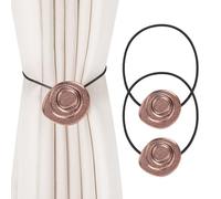 Dalababa Magnetic Tie Backs for Curtains, 2 Pcs Curtain Tiebacks Holdbacks, Metal Drapery Holder Straps Buckles for Home Office Room Decor - Copper