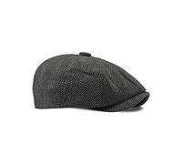 Dalababa Mens Herringbone 8 Panel Caps, Classic Newsboy Tweed Flat Cap Baker Boy Adjustable Gatsby Irish Beret Peaky Style Hat Unisex - Black