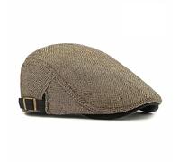 Dalababa Mens Tweed Flat Cap, Classic Herringbone Driving Cap, Adjustable Duckbill Beret Irish Gatsby Ivy Grandad Golf Hat - Coffee
