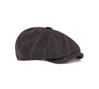 Dalababa Mens Tweed Flat Caps, 8 Panel Peaky Herringbone Baker Boy Hat, Adjustable Casual Vintage Gatsby Irish Newsboy Beret Cap - Coffee