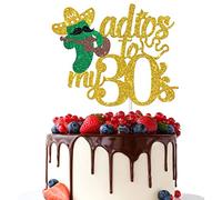 Dalaber Gold Glitter Adios to My 30's Cake Topper,Spanish Goodbye to My 30's Cake Decor,Fiesta Mexican Theme Birthday Party Decoration for 40th Women Men,Funny 40th Birthday Party Decoration Supplies